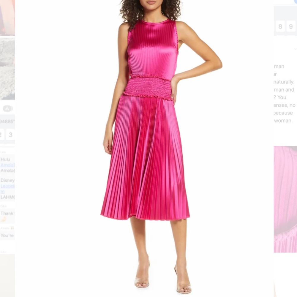 NWOT Fraiche by J Pleated Satin Cocktail Dress